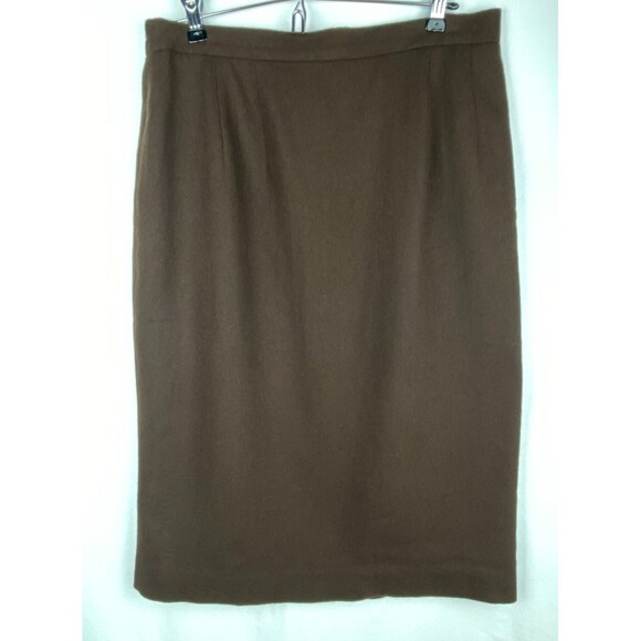 NWT Vtg Worthington Skirt Womens 12 TALL Brown 100% Wool Pencil Classic Retro - Picture 1 of 11